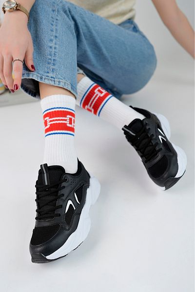 McDark Women's Black and White Sneakers - Ultra Light Sole