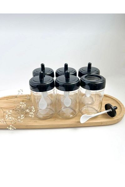 shop 6 Pieces Spice Bowl Set with Self-Spoon Black