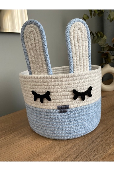 HLS ATÖLYE Tavşan Figürlü Jüt Sepet,hediye Kutusu,bebek Odası Düzenleyici,