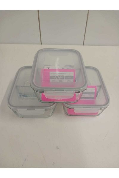 LAV Feyzade Fresco Two Section Ziplock Glass Storage Container Set of 3 1120Cc Rectangular (Frs-297)