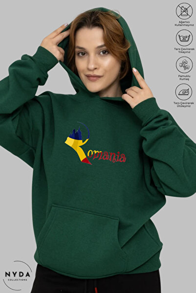 Nyda Collections Unisex dukserica sa kapuljačom, dugi rukav, romunska štampa,...