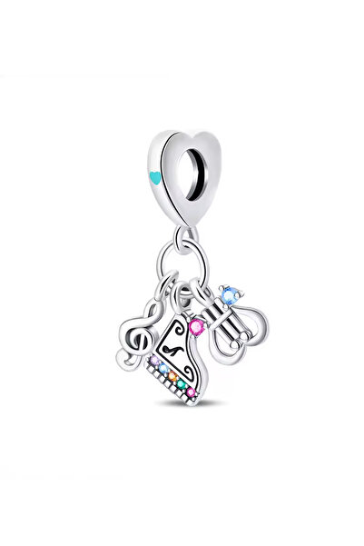 Fubena Sol Anahtarı , Piyano Ve Arp Sallantılı Gümüş Charm