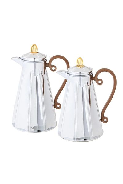 Dania SILVER thermos set with wooden handle, 2 pieces