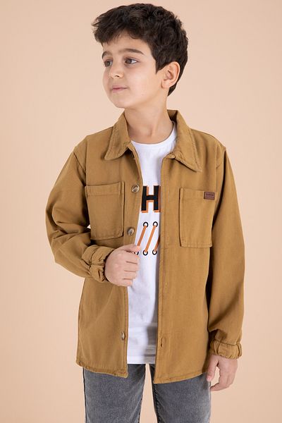 Cansın Mini Boy's 3-Piece Suit with Mustard Buttoned Shirt and Jean Trousers 19972