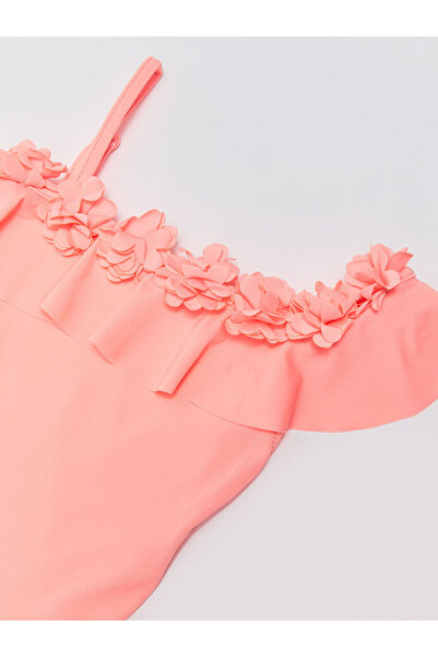 DEEP BEACH Pink Floral Detailed Girl's Swimsuit