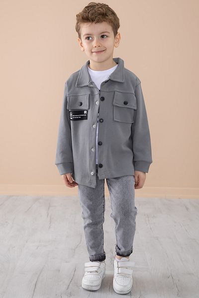Cansın Mini Smoked Pocket Flap Shirt and Jean Pants Boy's 3-Piece Suit 20291