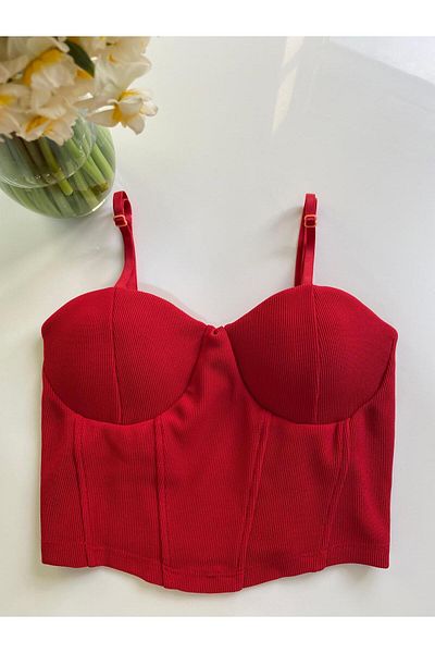 MetuCA Red Rope Strap Crop Bustier - Women