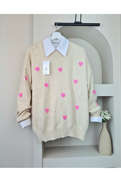 Telablanka Розов пуловер със сърце