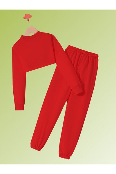 MODA Girl'S, Crop Tracksuit, Cotton, Special and Domestic Production, Red