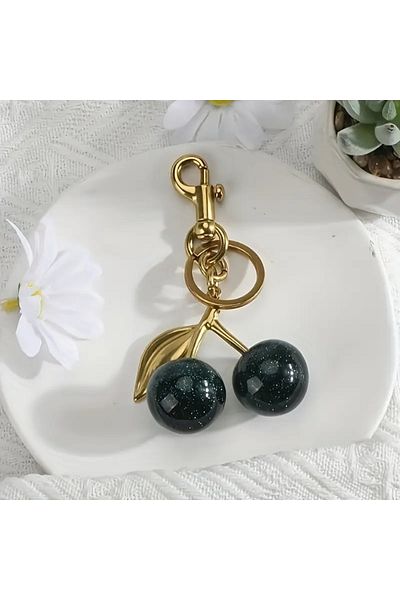 Siriderya Green Cherry Bag - Keychain, Ornament Charm, Cherry Green Gold