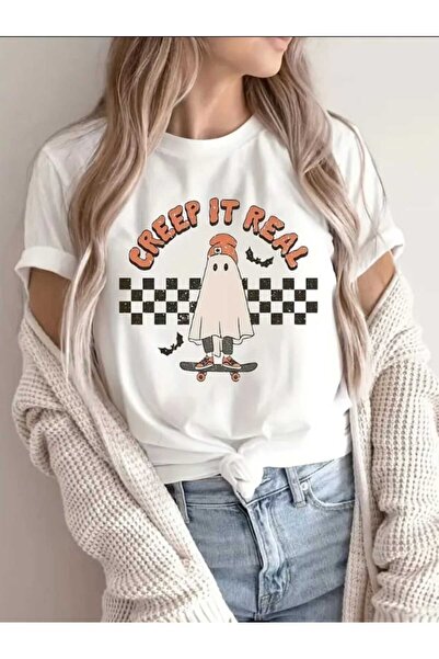 WOODROFFE Unisex Oversize kroj Dečko T-shirt - Creep It Reel Štampano, Ležerno