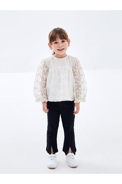 LC Waikiki New Season Crew Neck Long Sleeve Baby Girl Blouse and Leggings Pants 2 Pcs - S4Mf29Z1