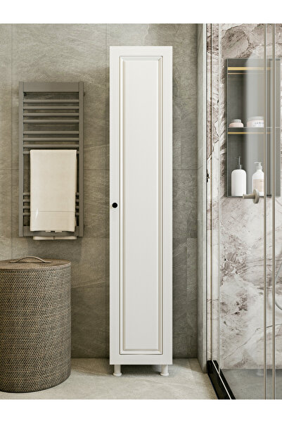 MONTENERO Çok Amaçlı Dolap Parlak Beyaz Country Banyo Dolabı