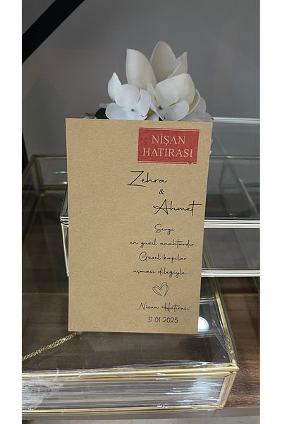 ARLetikettasarım Suvenir de logodnă Card Kraft, Invitație 9,5x15 cm 49 buc