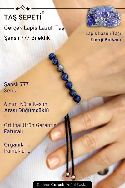 TAŞ SEPETİ سلسلة 777 Lucky - سوار اللازورد الحقيقي للجنسين