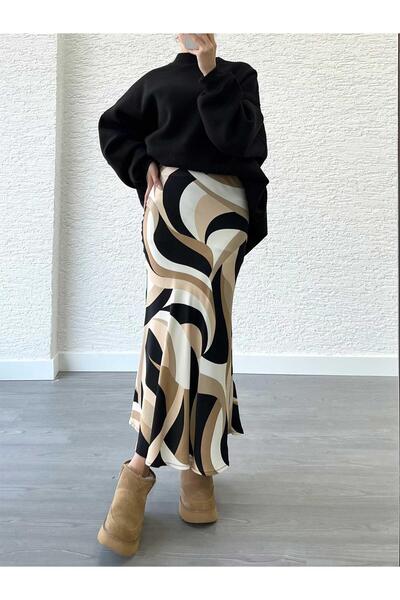 MELEK ARAZ Geometric Patterned Satin Skirt