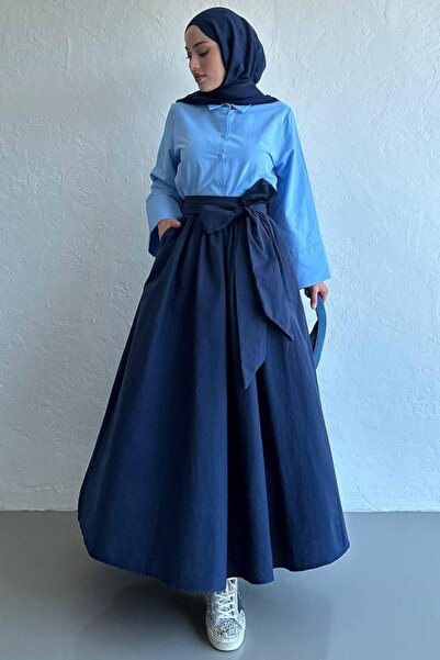 MELEK ARAZ Синя спідниця-максі з поясом