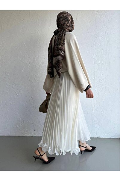 MELEK ARAZ Fusta plisata din sifon alb