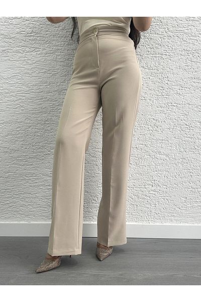 MELEK ARAZ Stone Palazzo Leg Trousers