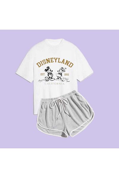 Elvino Disneyland Printed Double Pinterest Shorts Tshirt Set