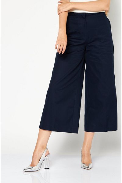 Lacoste Women Regular Fit Solid Wide Leg Trouser, Dark Navy
