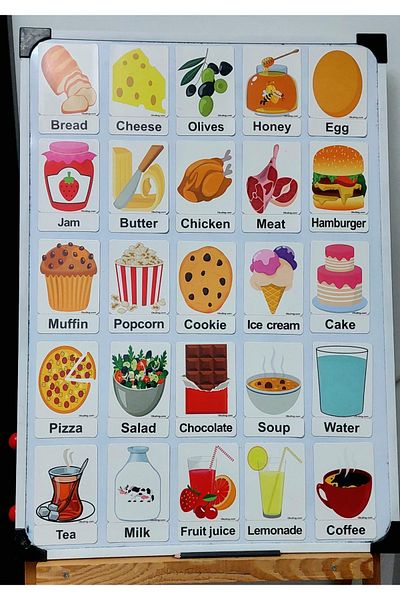 Okuling Magnetic English Word Cards Flashcards - Foods And Drinks / Food And Drinks