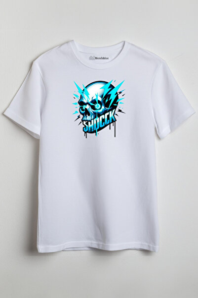 Merch&ice Μπλουζάκι Unisex με στάμπα Shock Blue Skull