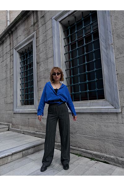 Bak'ap Pantaloni Palazzo din țesătură din bumbac imprimat cu piatră cu design premium