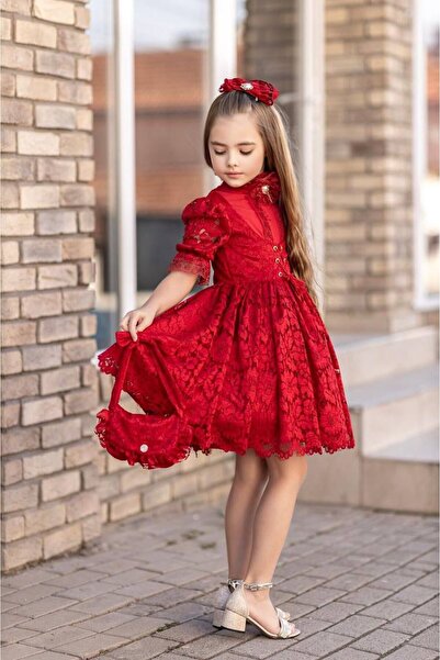 nisaykids Female Child Guipure Dress Buckle Bag Brooch Set