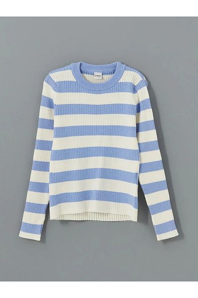 LC Waikiki LCW Kids Blue Crew Gât Fete Tricoturi Pulover