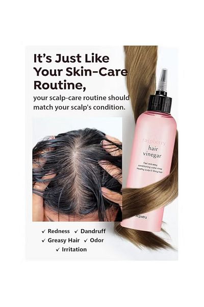 A'PIEU Raspberry Scalp Vinegar Hair Rinse 200 ml Balances Hair & pH Level - Smoother