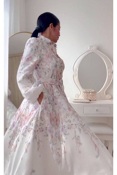 Pulli Collection Linen Fabric Zimmerman Model Design Dress Including Belt