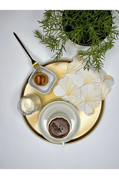 decofav Χρυσή λεπτομερής χαρτοπετσέτα κοκτέιλ με μοτίβο με φύλλα Ginkgo κομμένη με λέιζερ 1 τεμάχιο