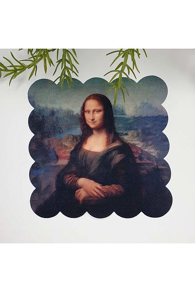 decofav Mona Lisa Portrait Design Laser Cut Fabric Cocktail Napkin 1 Piece