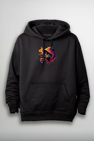 Merch&ice Унисекс суитшърт с качулка и щампа на котка