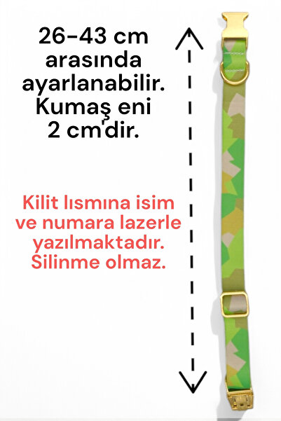 CARAMELOS İsimli Köpek Tasması, Köpek Künyesi, Isimlik, Küçük Irk Ve Orta Irk, Kişiye Özel Metal Kilit, 2 Cm