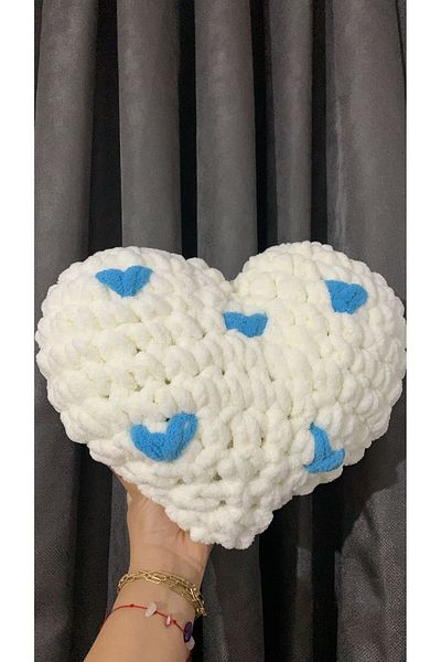 Home Blue Heart Pufy Pillow
