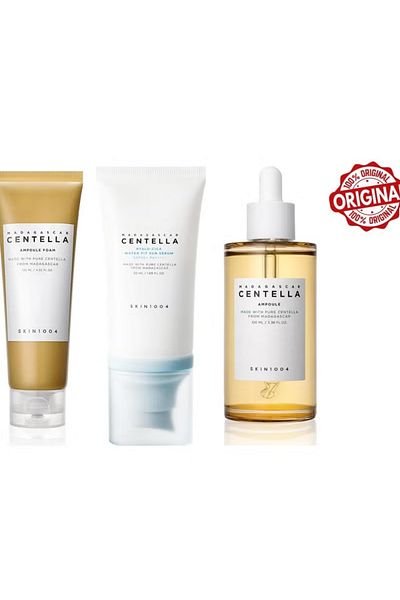 Skin1004 Madagascar Centella Set 3 Pieces Foaming Ampoules 125ml, Hyalu Cica Water Fit Sun Serum 50ml
