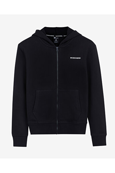 SKECHERS W New Basics Full Zip Hoodie Kadın Siyah Fermuarlı Eşofman Üstü S212186-001