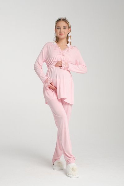 Generic Brand Venera Baby Maternity Pregnant 3-Piece Dressing Gown Elegant Pajamas Set