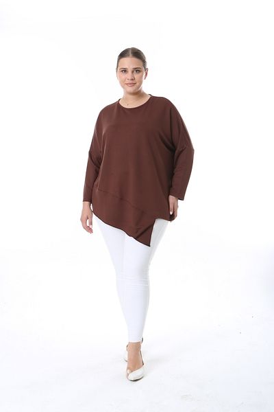 THE CABIN Women's Plus Size Asymmetrical Cut Design Blouse