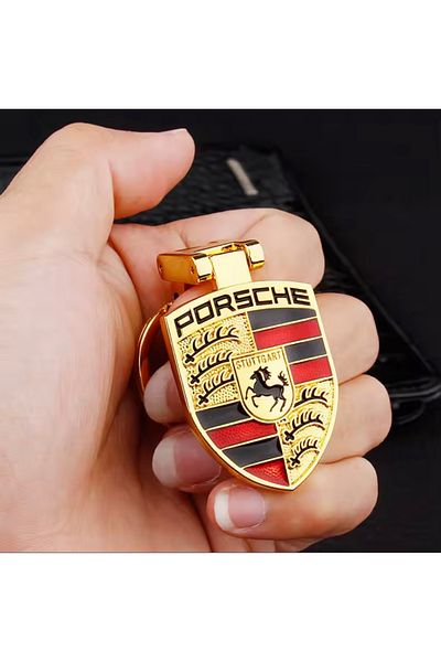 RoseTR Porsche Metaal Gold Premium Keychain - Compatible with Cayman Cayenne Panamera