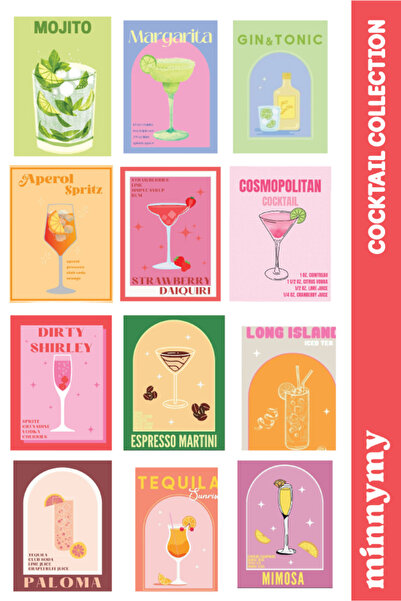 Minnymy Cocktail Collection Sticker, Çıkartma, Ajanda, Günlük, Planlayıcı, Bu...