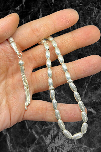 oya silver سبحة صلاة فضية بيضاوية – تصميم أنيق وعصري