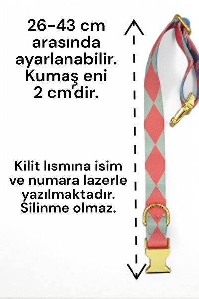 CARAMELOS İsimli Köpek Tasması, Köpek Künyesi, Isimlik, Küçük Irk Ve Orta Irk, Kişiye Özel Metal Kilit, 2 Cm