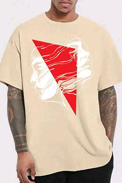 Wish BF Αφηρημένα Πρόσωπα με τύπωμα oversized Μπλουζάκι