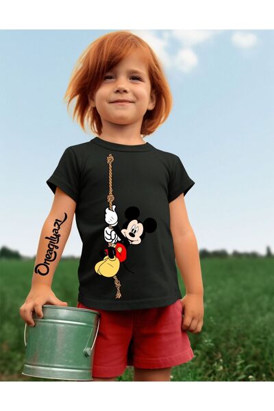 oneagılyazı Тениска с принт Mick Mause за момичета с уголемен