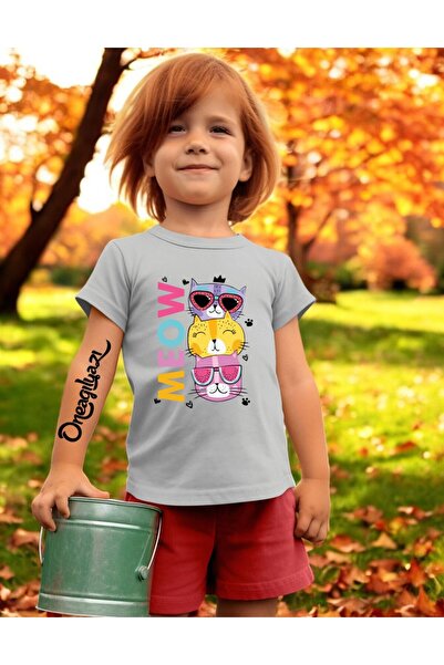 oneagılyazı Mjau mačka Štampano Devojka Oversize kroj T-shirt