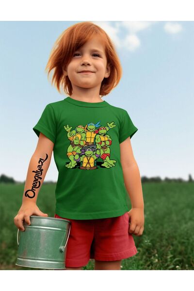 oneagılyazı Nindža kornjače Štampano Devojčica Oversize kroj T-shirt