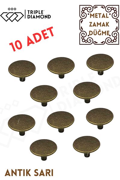 Triple Diamond 10 قطعة زر الفطر الأصفر القديم الأثاث درج خزانة المطبخ مرحاض مقبض ثقب واحد